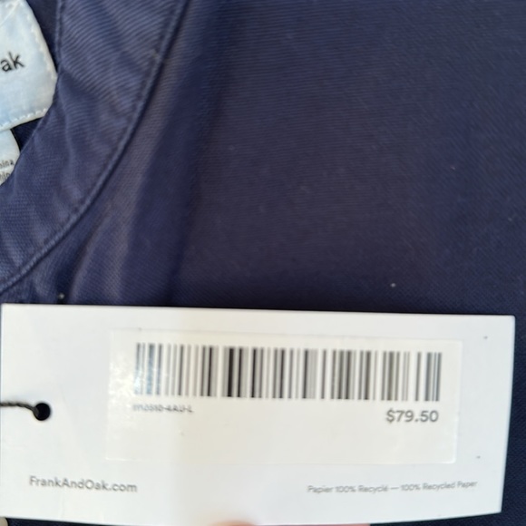 Large Navy Blue Frank and Oak Button up Long sleeve shirt - Picture 4 of 4
